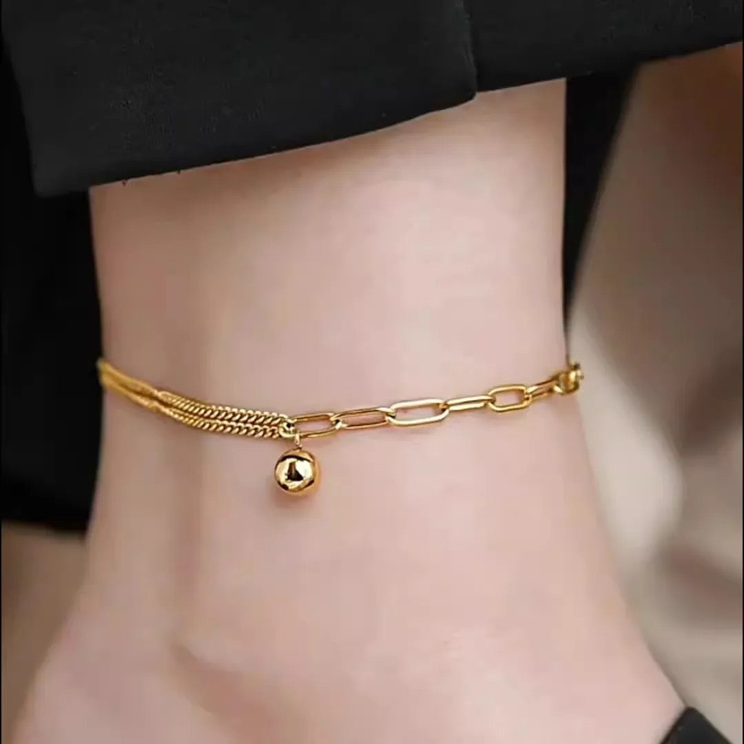 Ball Linked Gold Anklet