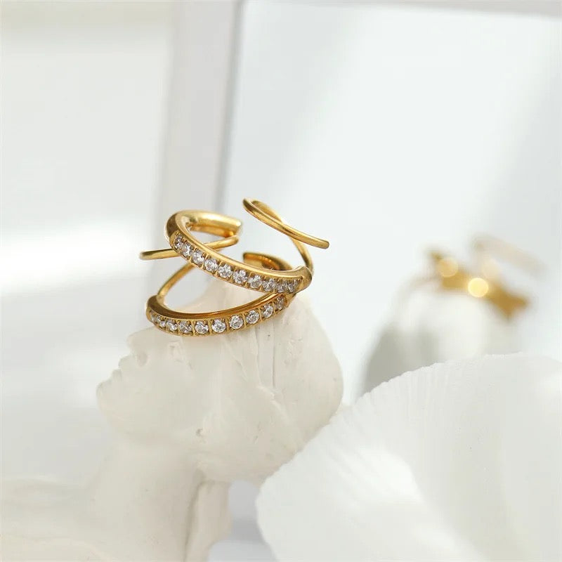 Dual Sleek Diamond Twisted Earrings