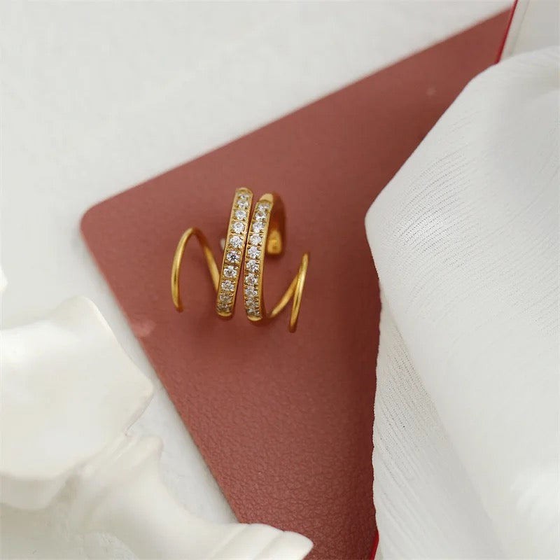Dual Sleek Diamond Twisted Earrings