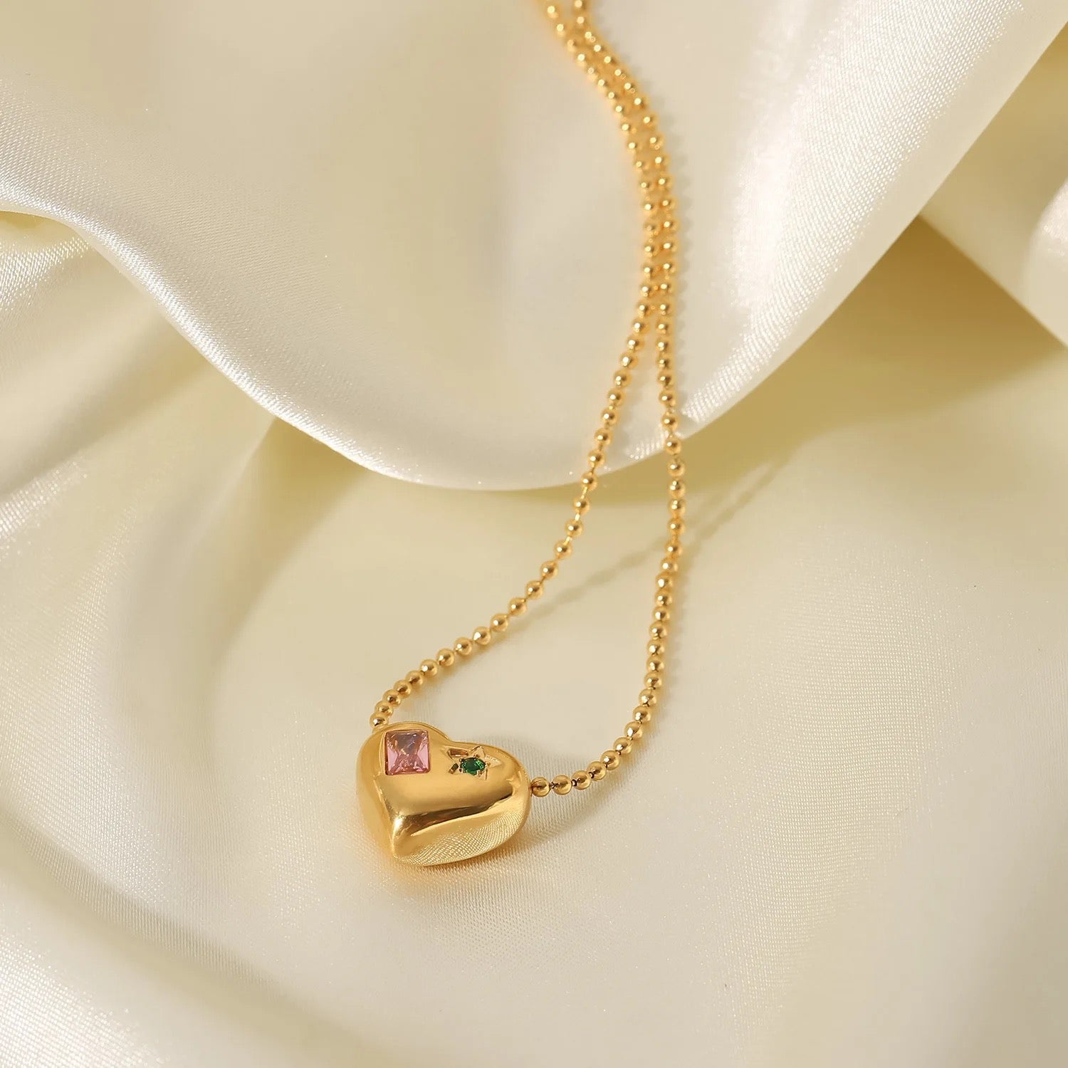 Pihu Colored Heart Necklace