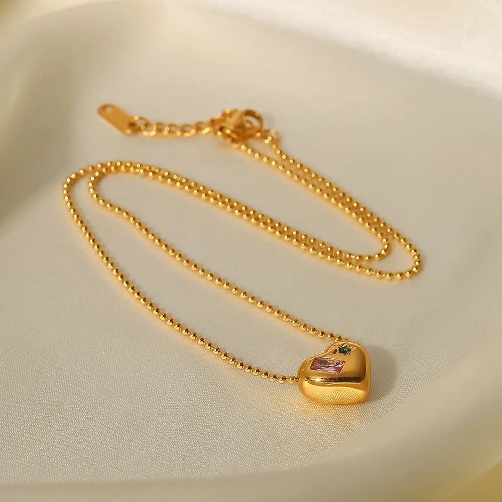Pihu Colored Heart Necklace