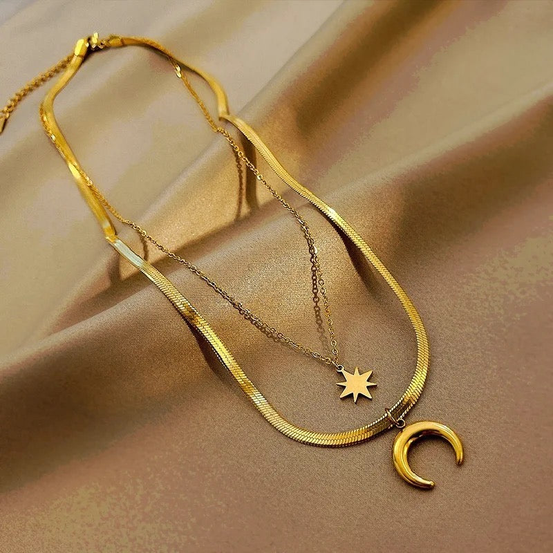 Moon Star Layered Necklace