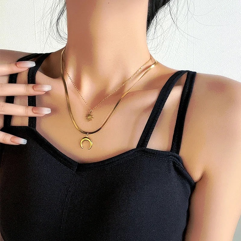 Moon Star Layered Necklace