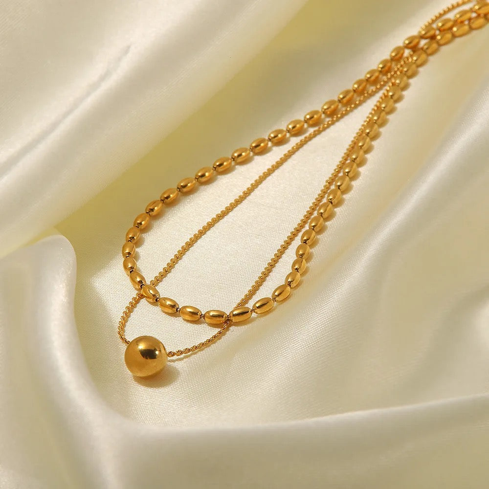 Belly Ball Beaded Layered Necklace