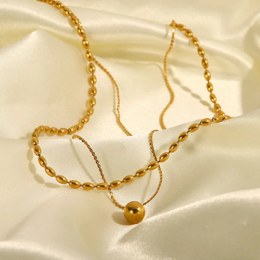 Belly Ball Beaded Layered Necklace