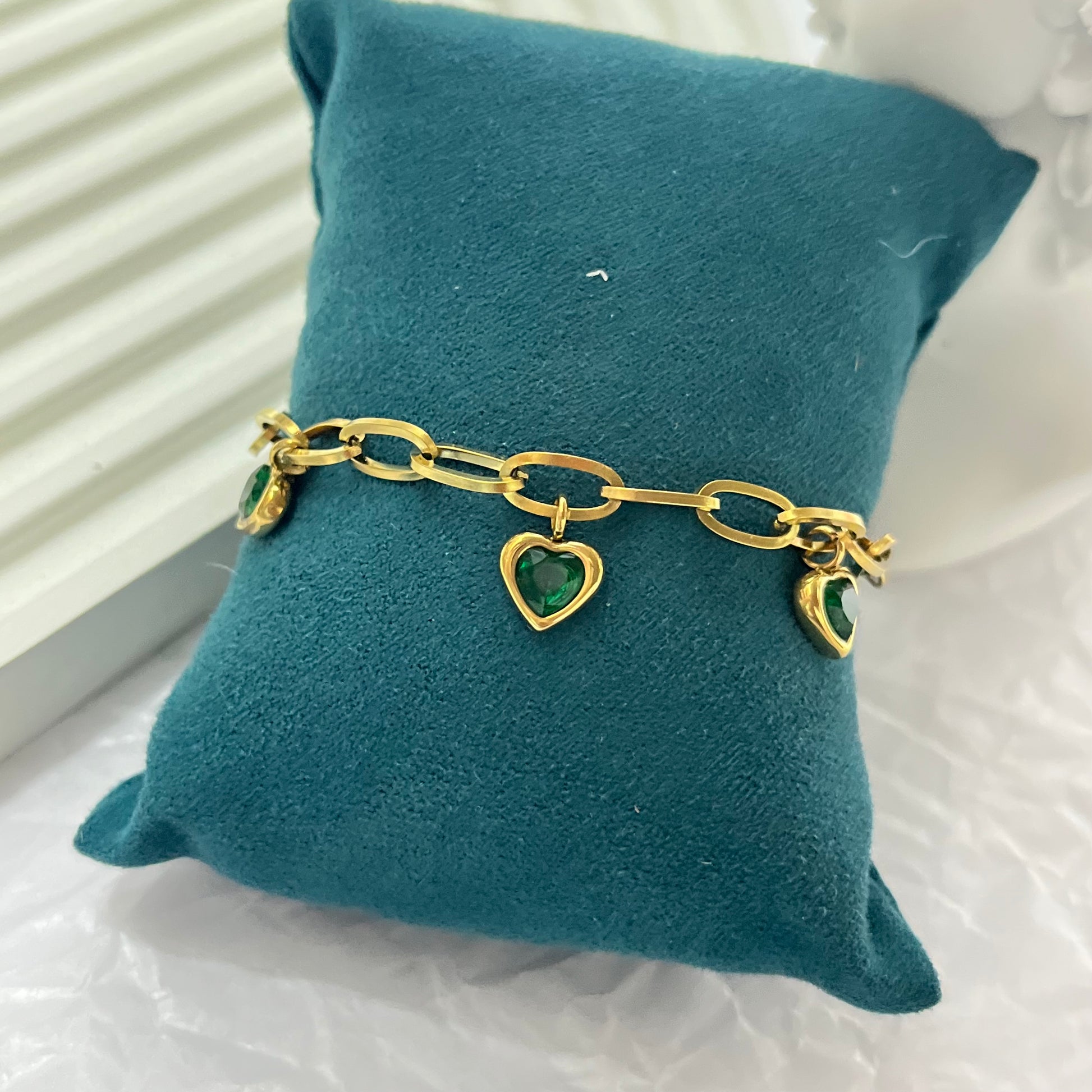 Elana Green Hearts Bracelet
