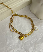 Chique Heart Pearl Gold Bracelet