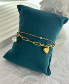 Chique Heart Pearl Gold Bracelet