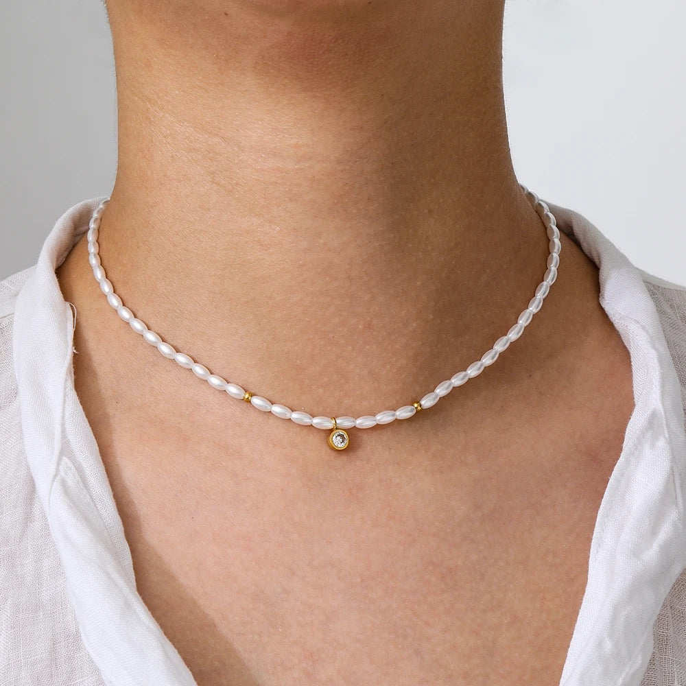 Venezia Little Stone Pearl Necklace