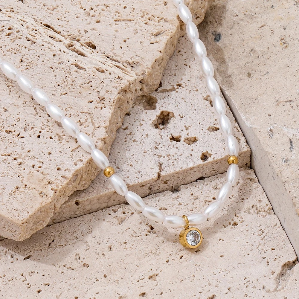 Venezia Little Stone Pearl Necklace