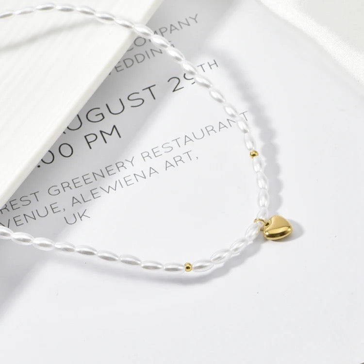 Venezia Little Heart Pearl Necklace