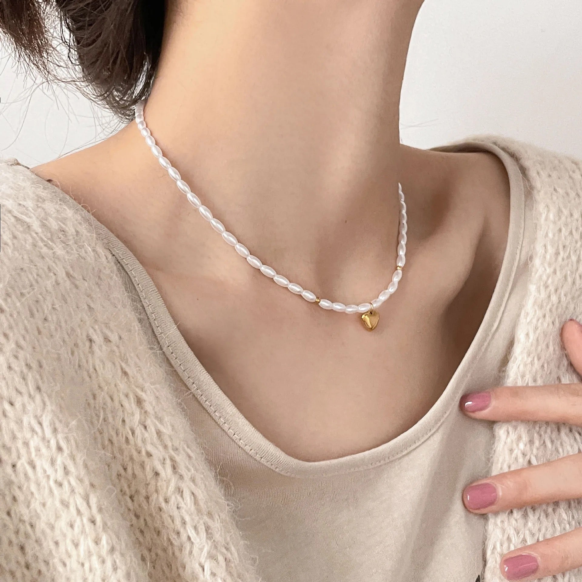 Venezia Little Heart Pearl Necklace