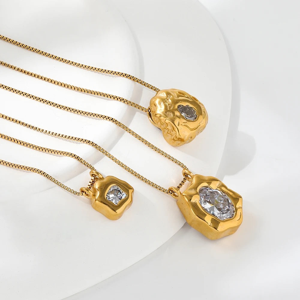 Solid Stone Gold Necklaces