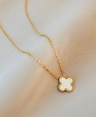 Reversible Black and White Gold Clover Necklace
