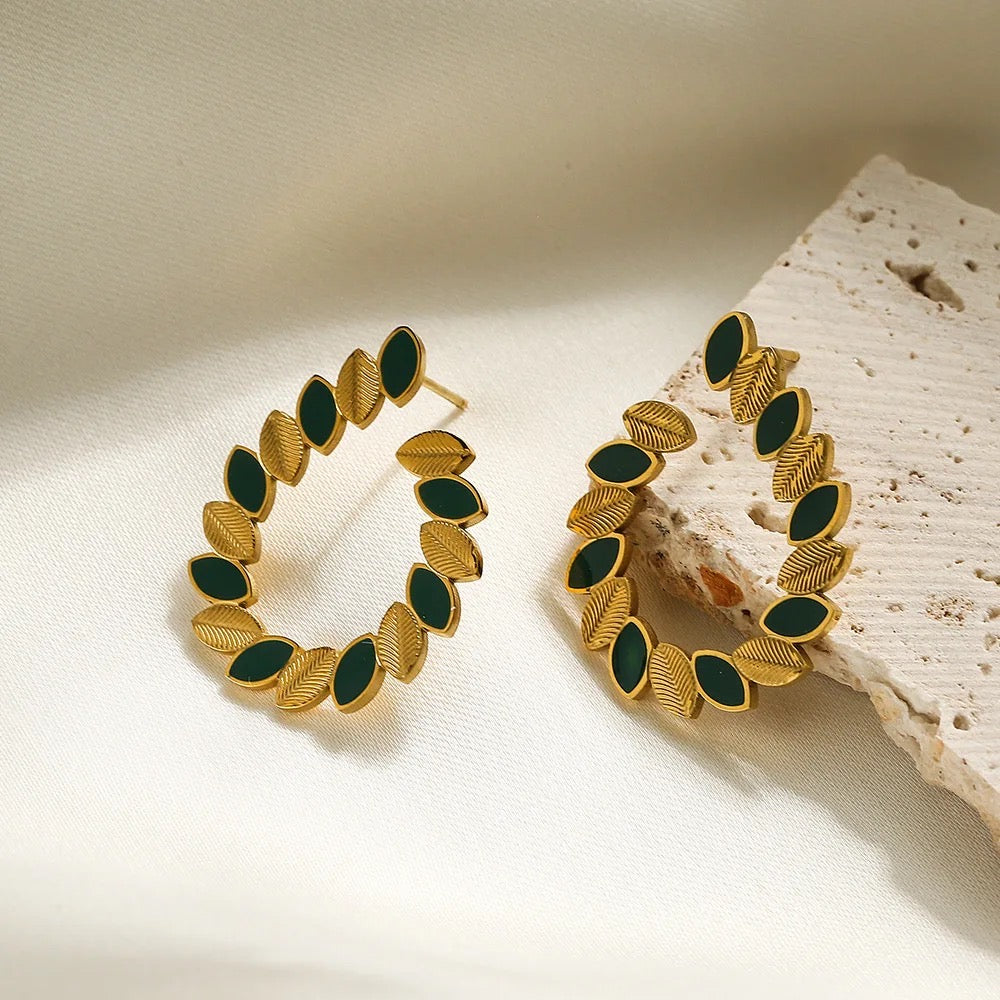 Loren Green Leaf Earring