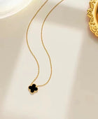 Reversible Black and White Gold Clover Necklace