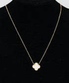 Reversible Black and White Gold Clover Necklace