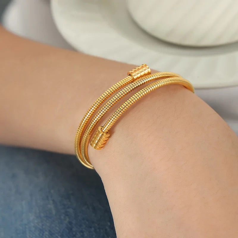 Spiral Twisted Gold Cuff