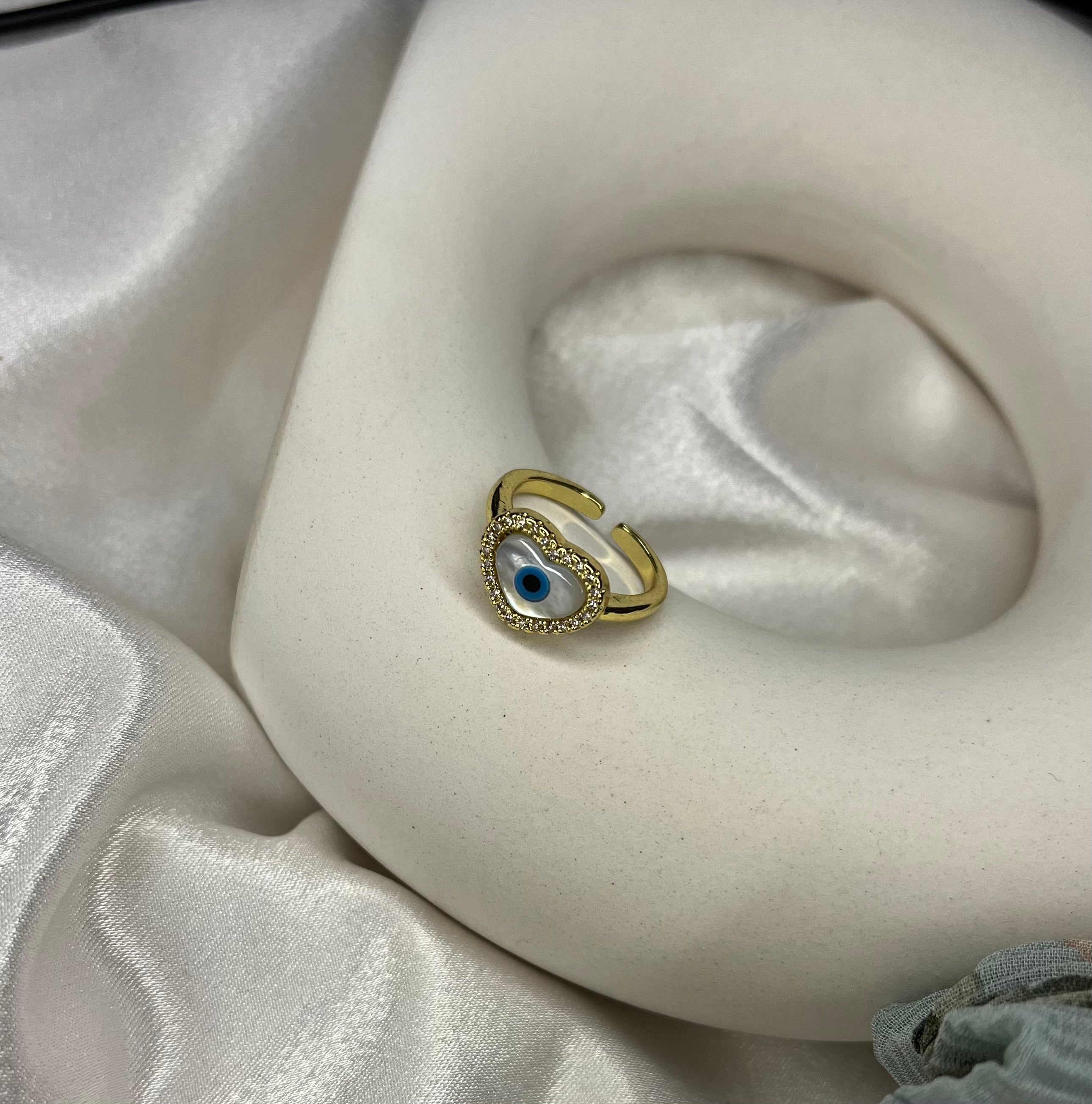 Mother of Pearl Evil Eye Rings