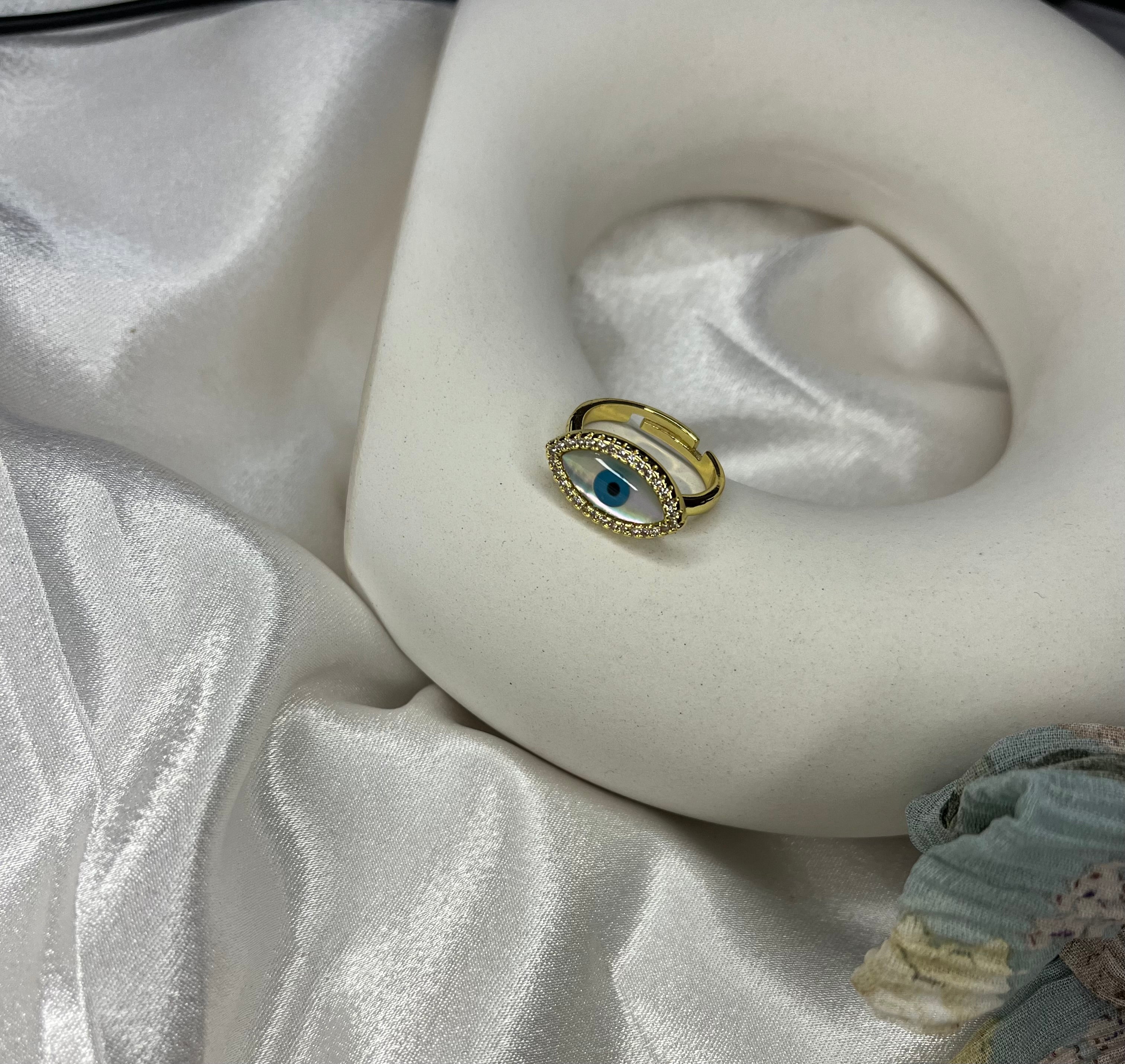 Mother of Pearl Evil Eye Rings