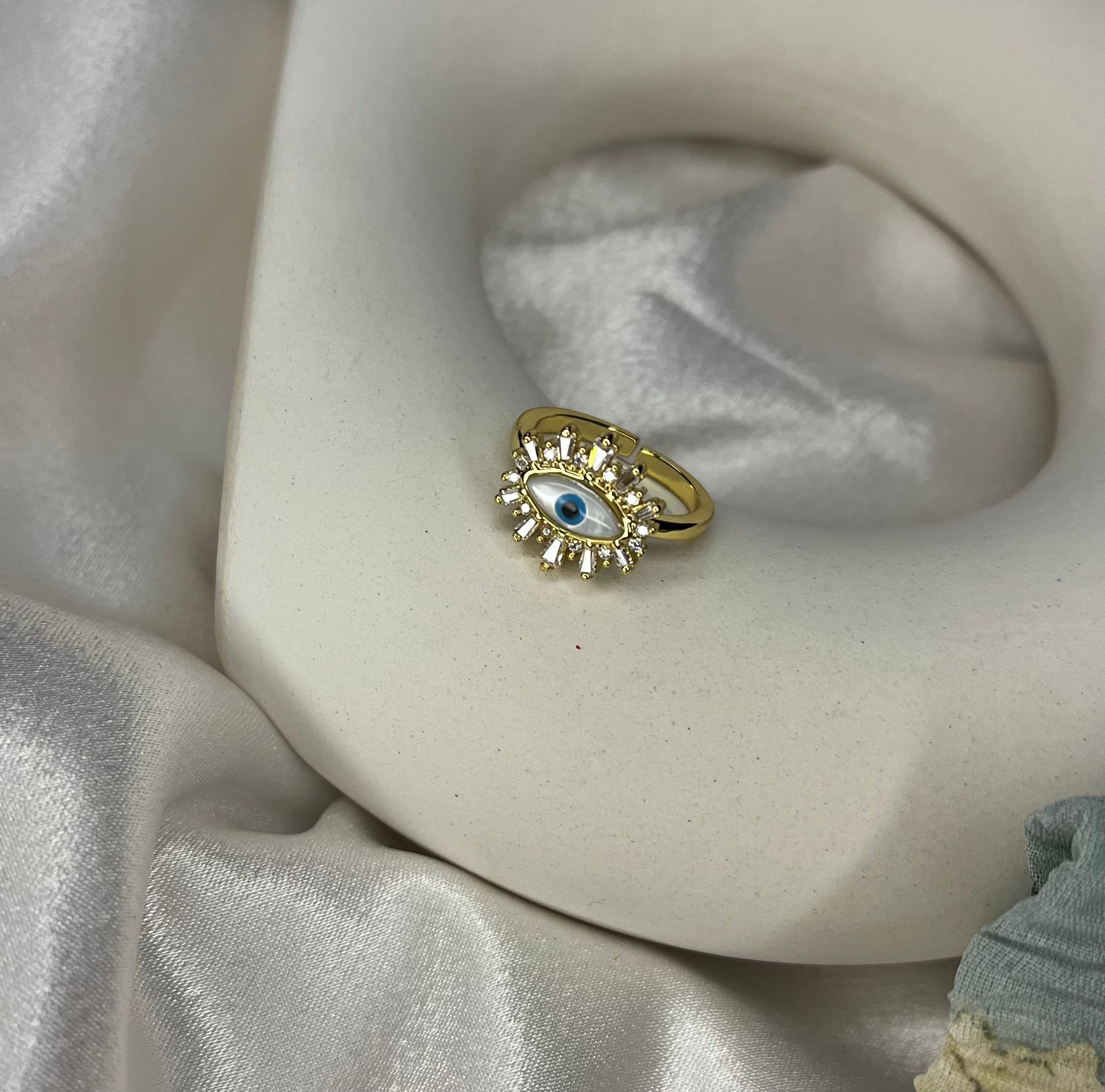 Mother of Pearl Evil Eye Rings
