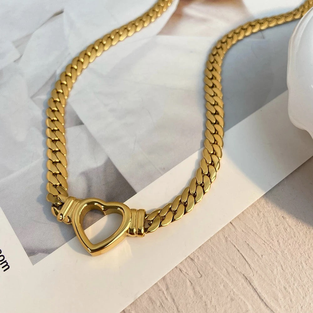 Barbell Heart Chunky Necklace