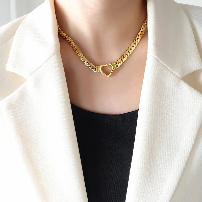 Barbell Heart Chunky Necklace