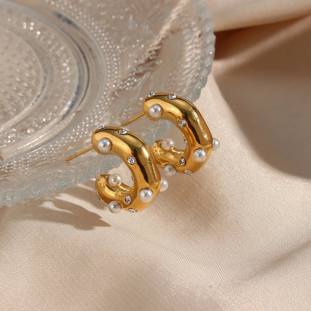 Pearl Diamond Princess Hoops