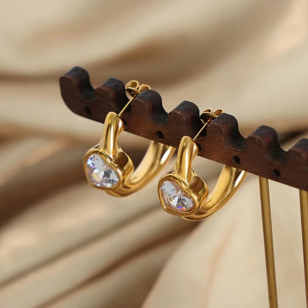 Diona Heart Gold Hoops