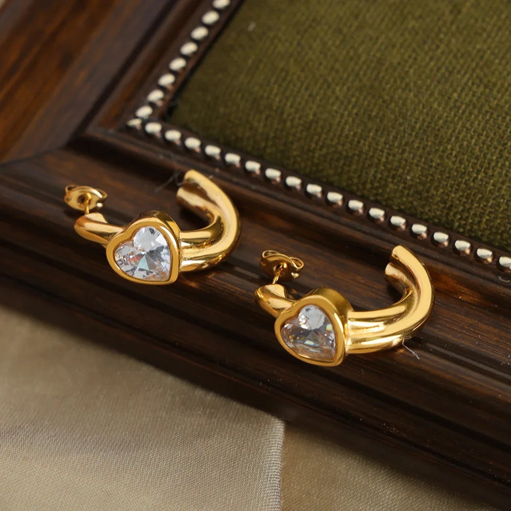 Diona Heart Gold Hoops