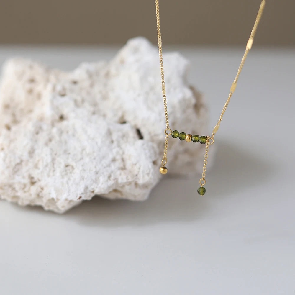 Green Beaded Bliss Minimal Necklace✨
