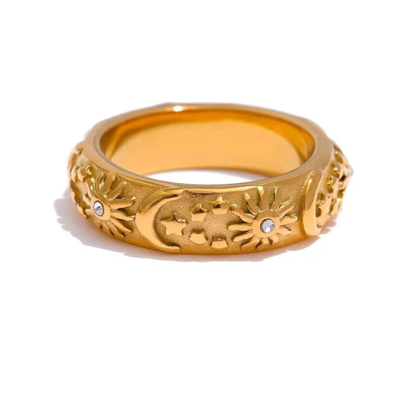 Zeus Moon Star Gold Ring