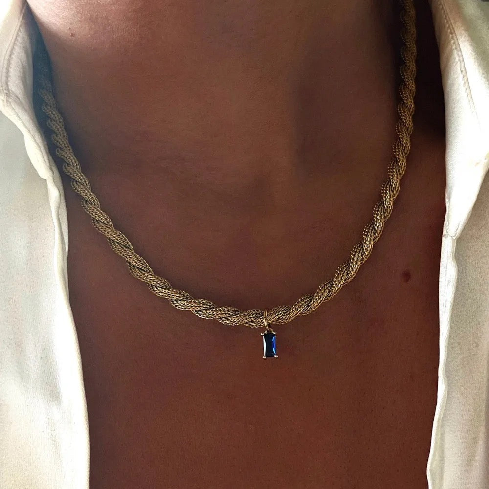 Dazzling Blue Stone Rope Necklace
