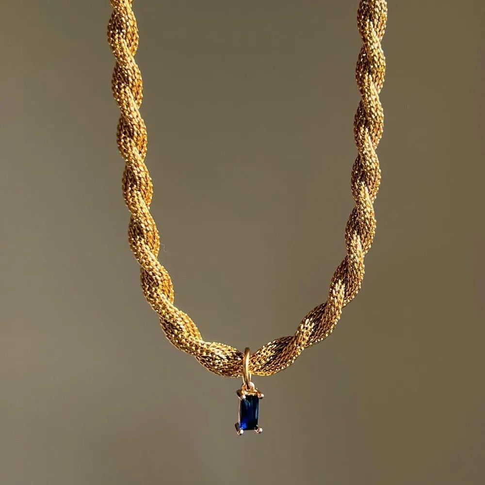 Dazzling Blue Stone Rope Necklace