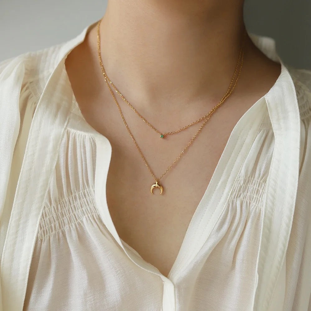 Crescent Moon Minimal Layer Necklace
