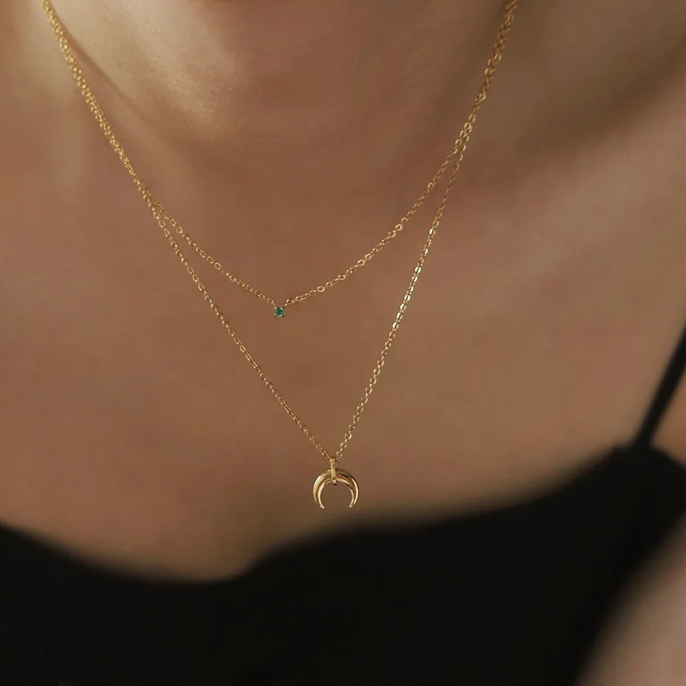 Crescent Moon Minimal Layer Necklace