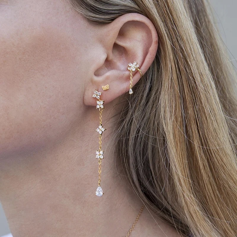 Merci Flower Long Earrings