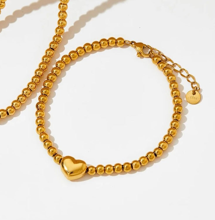 Rosco Heart Beaded Gold Bracelet