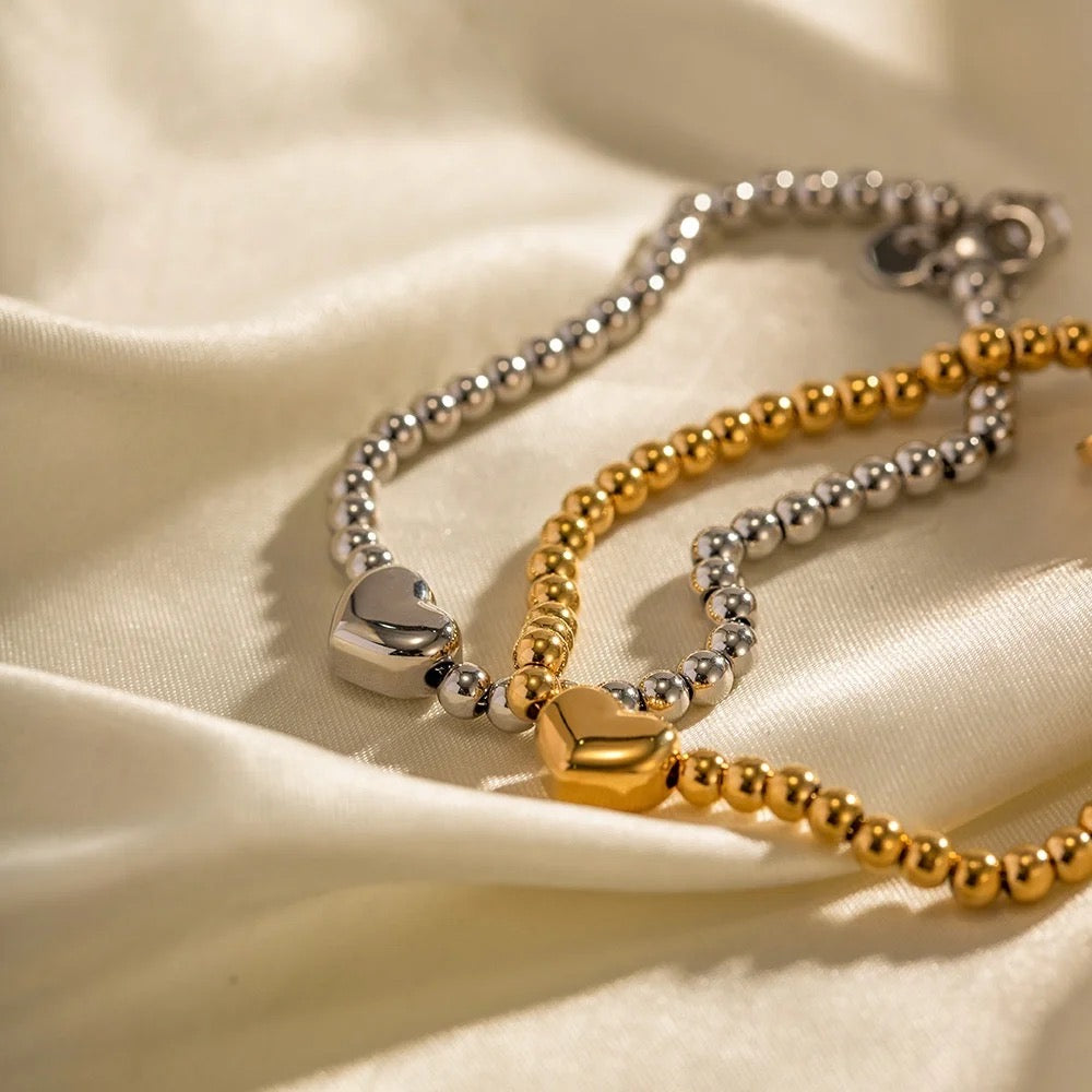 Rosco Heart Beaded Gold Bracelet