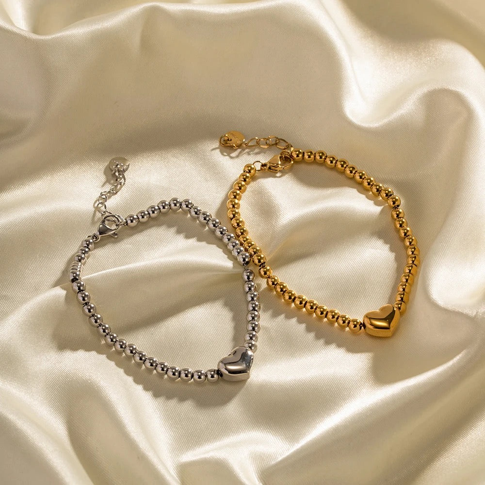Rosco Heart Beaded Gold Bracelet