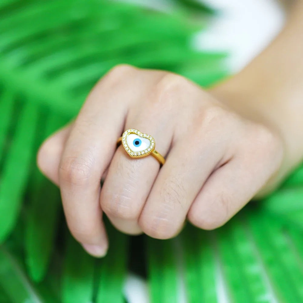 Mother of Pearl Evil Eye Rings