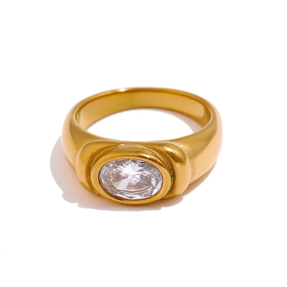 Gemstone Chunky Gold Ring