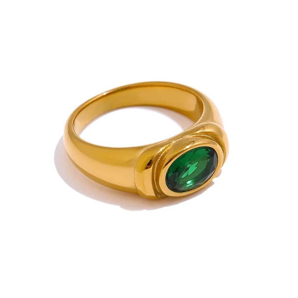 Gemstone Chunky Gold Ring