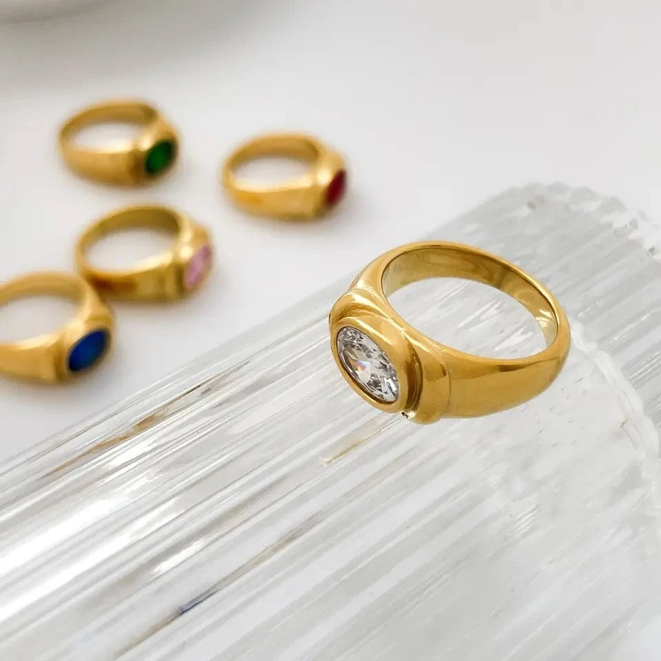 Gemstone Chunky Gold Ring