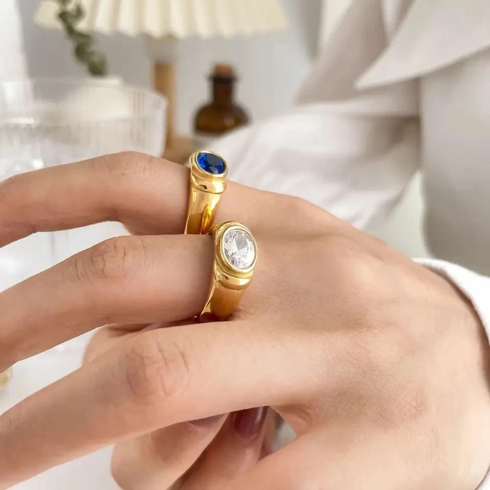 Gemstone Chunky Gold Ring