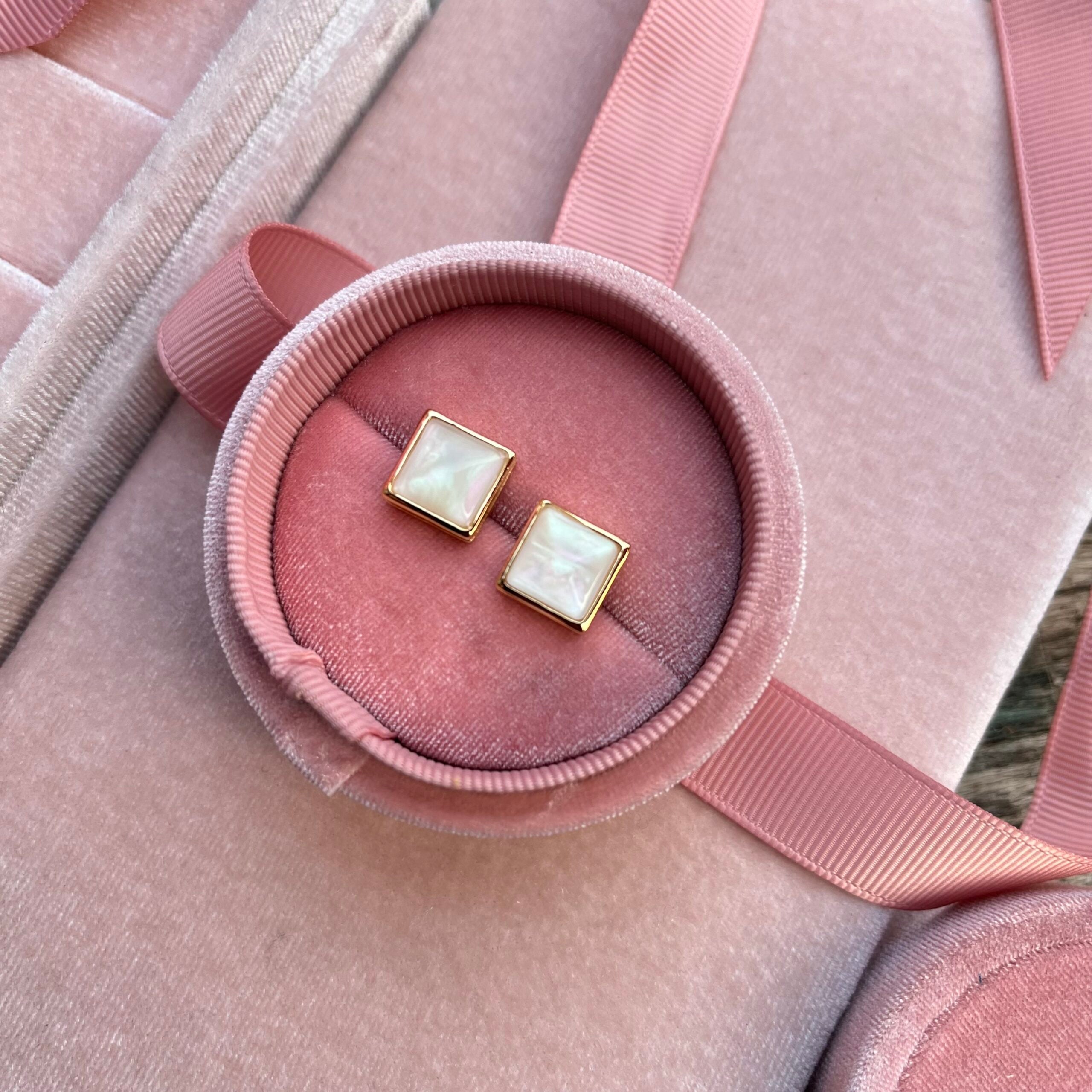 Milky White Square Daily Wear Studs
