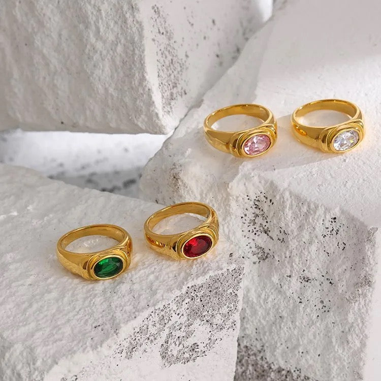 Gemstone Chunky Gold Ring