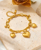 Dolyn Heart Charms Gold Bracelet