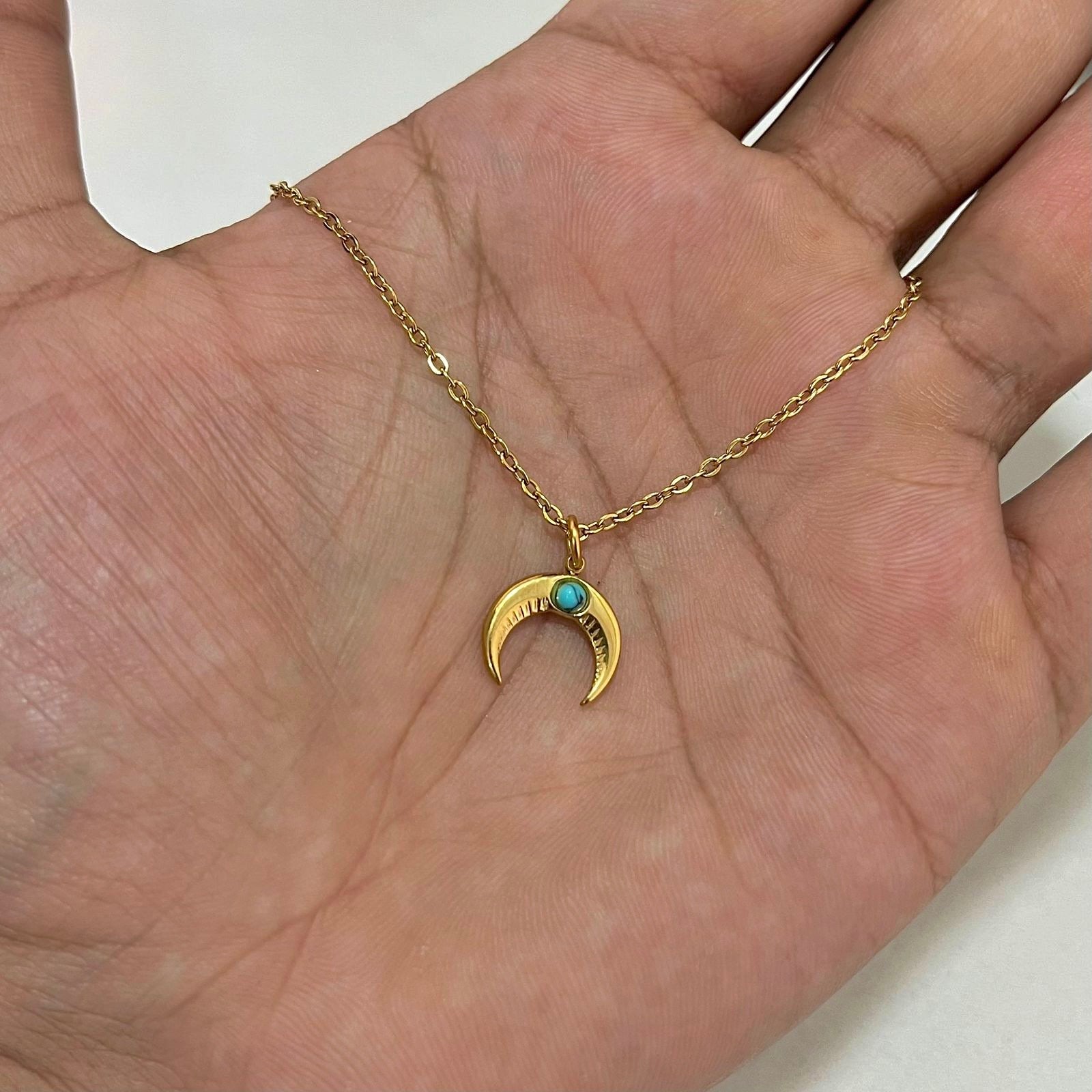 Equine Blue Stone Moon Necklace