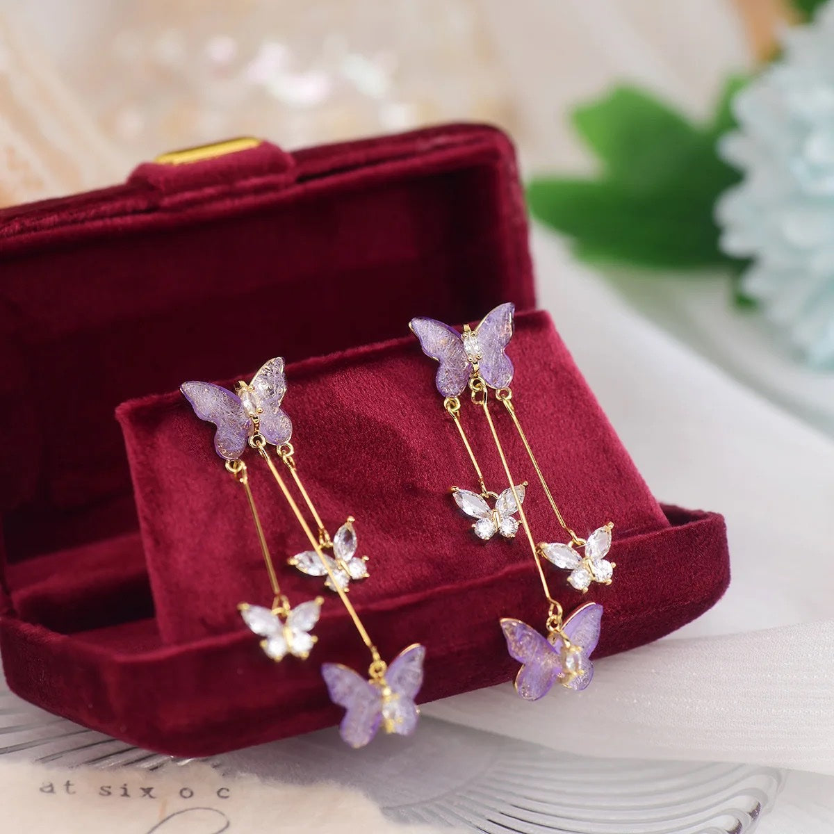 Purple Butterfly Shiny Earring